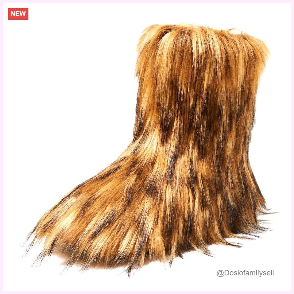 Faux Fur Mid-Calf Winter Boots, Fleece Lined, Warm Snow Boots for Women